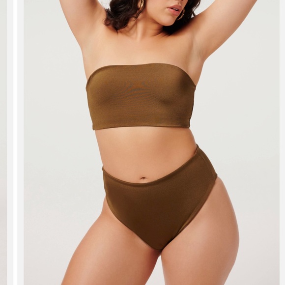 GOOD AMERICAN Gold Metallic Reversible Bikini - Picture 2 of 5